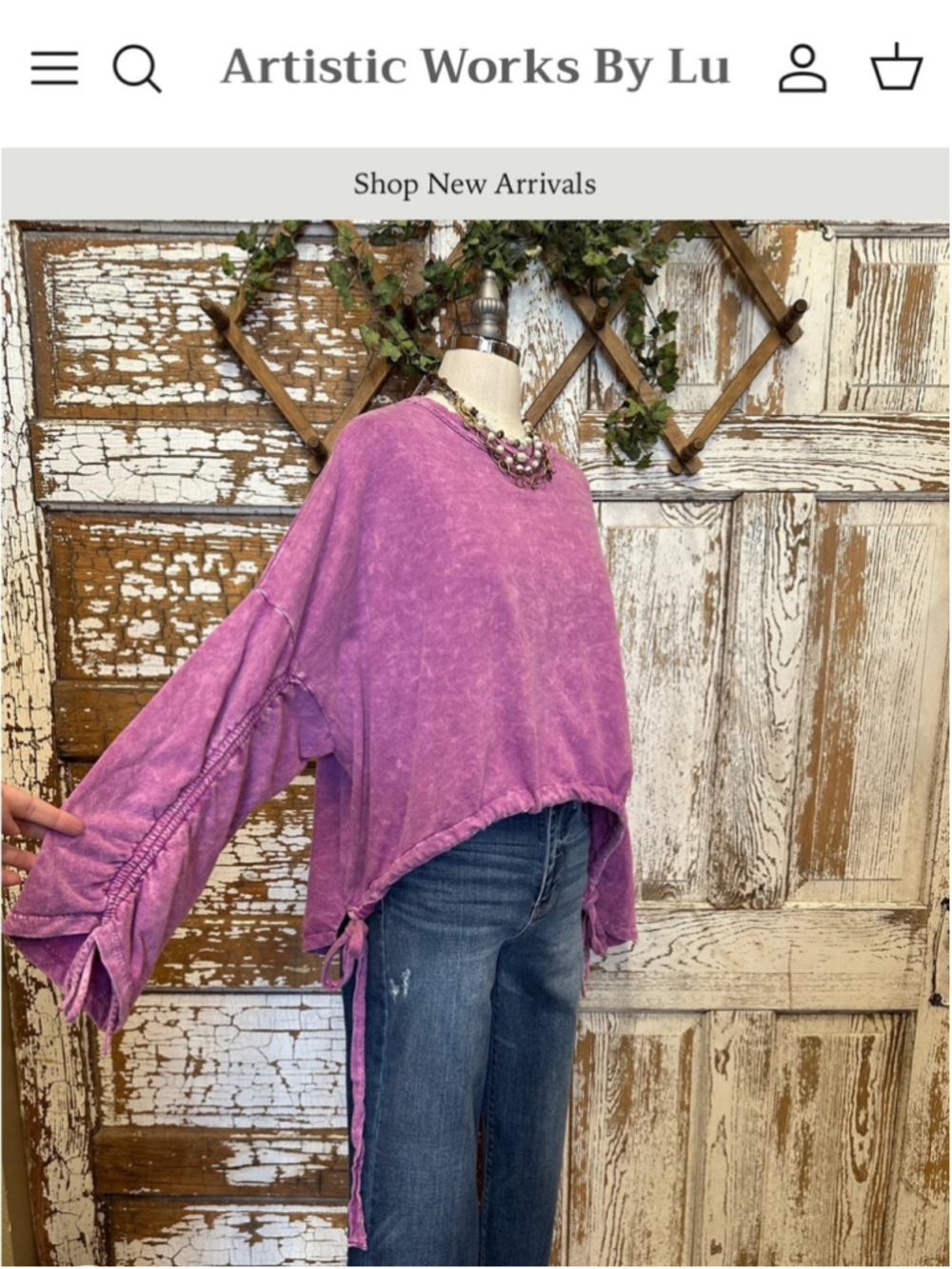 Women’s pullover with adjustable ties on hem and sleeves. NWT. Size M. Fuchsia.